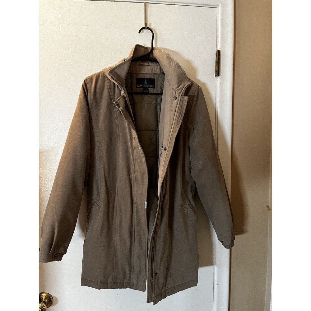 London Fog Small Beige Hooded Long Coat